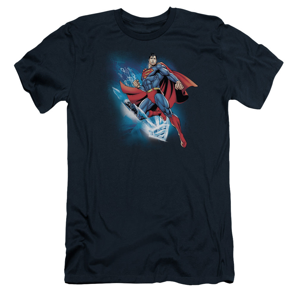 Superman Crystallize Slim Fit Mens T Shirt Navy