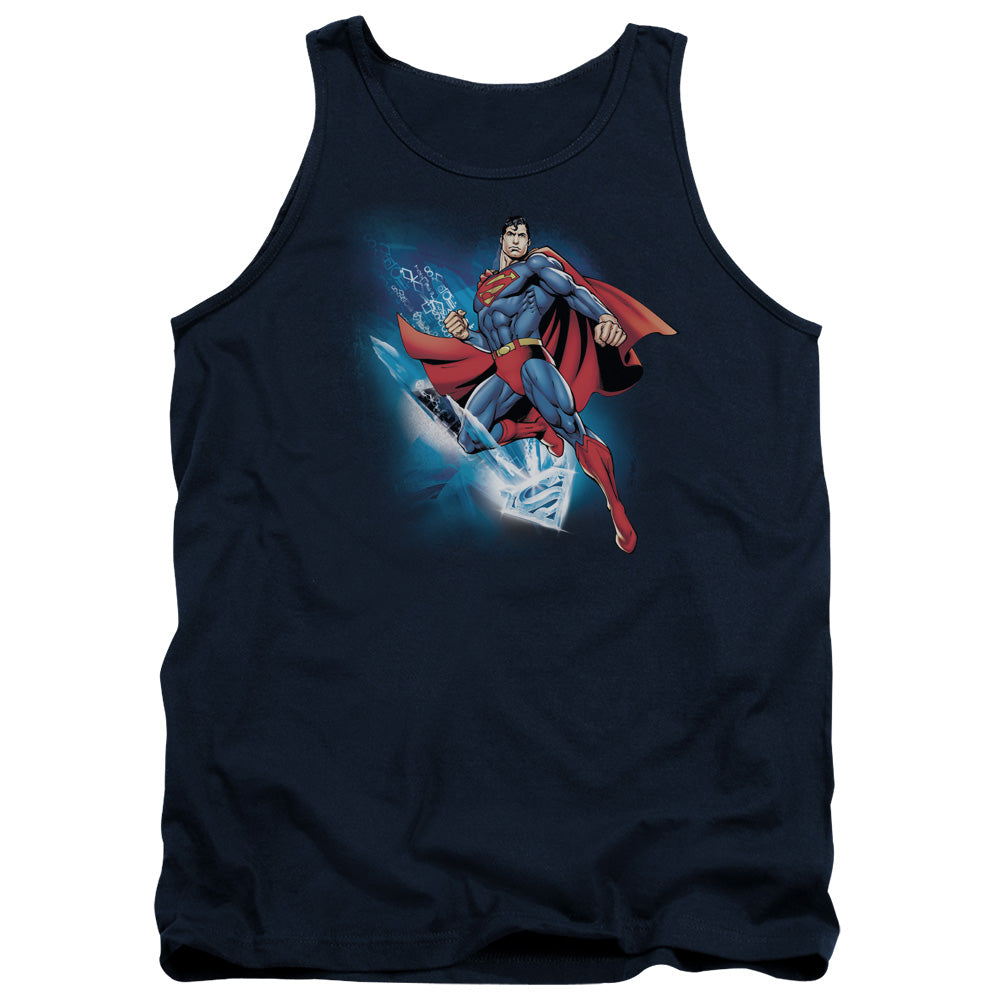 Superman Crystallize Mens Tank Top Shirt Navy