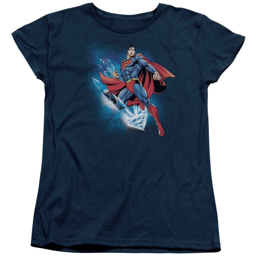 Superman Crystallize Womens T Shirt Navy