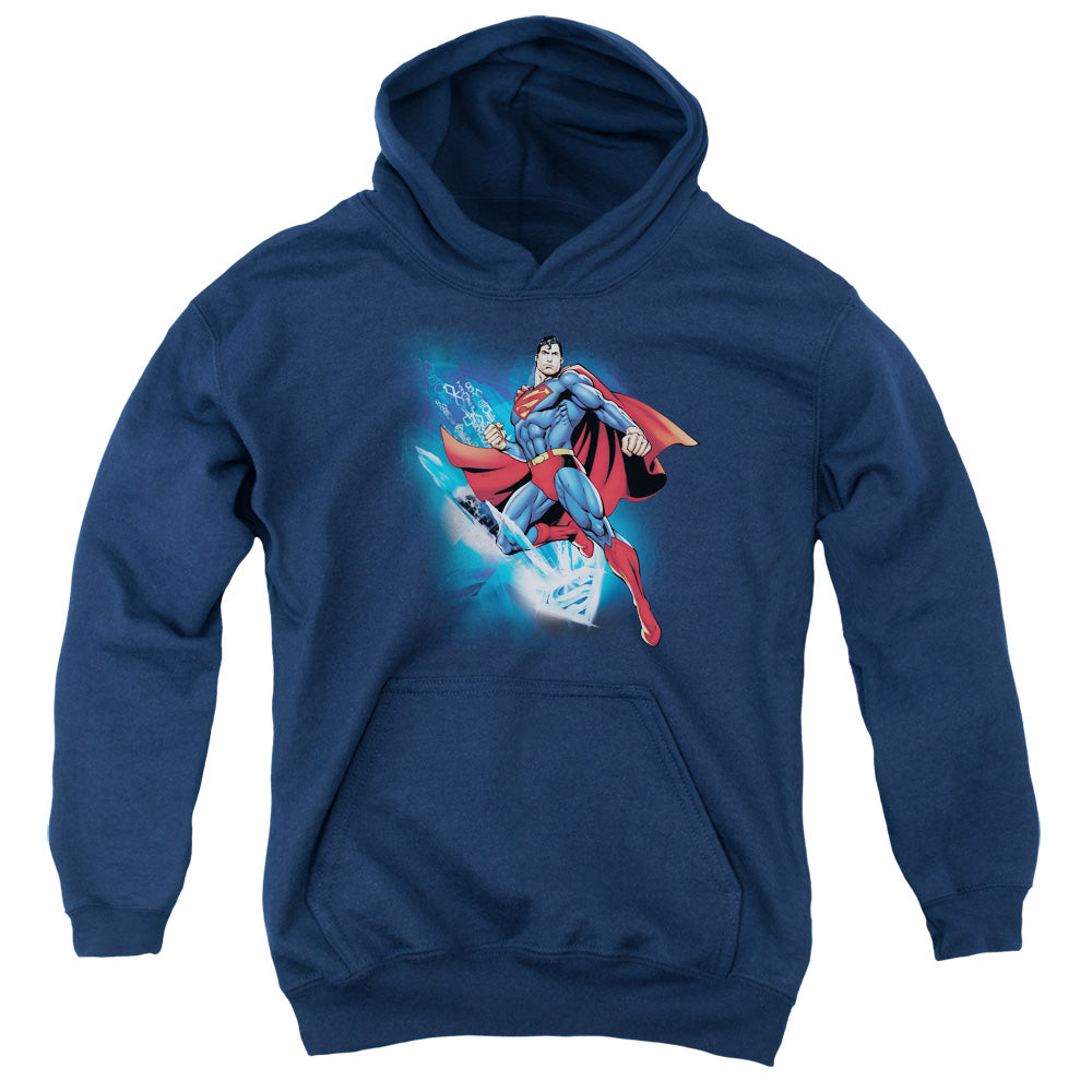 Superman Crystallize Kids Youth Hoodie Navy