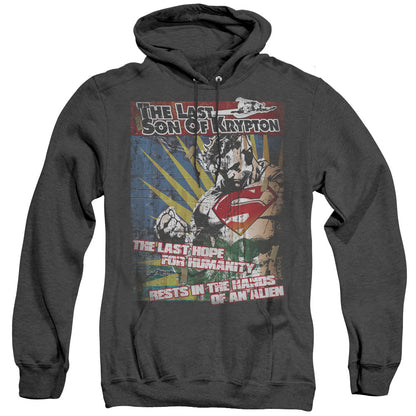 Superman Last Hope Mens Heather Hoodie Black