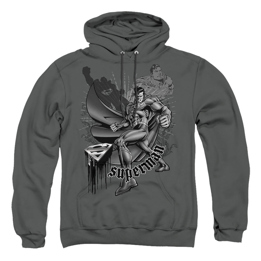 Superman Fight And Flight Mens Hoodie Charcoal