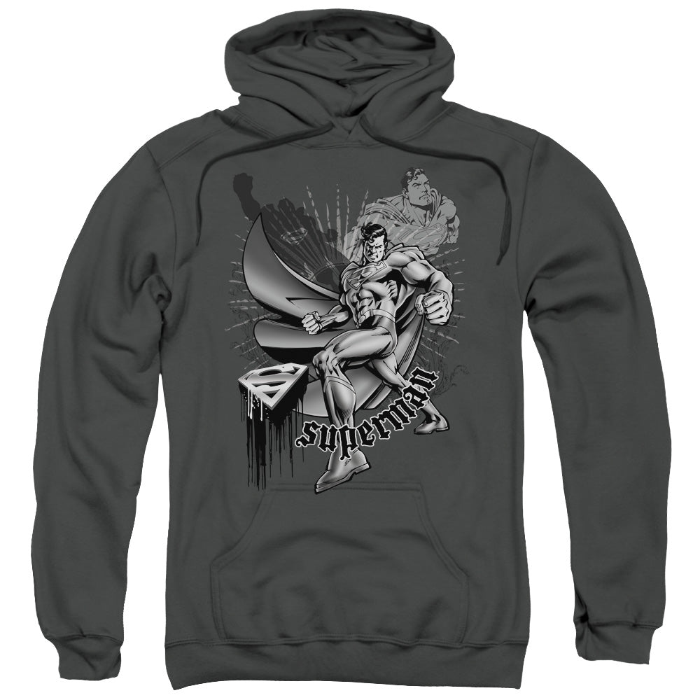 Superman Fight And Flight Mens Hoodie Charcoal