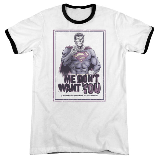 Superman Dont Want You Heather Ringer Mens T Shirt White Black