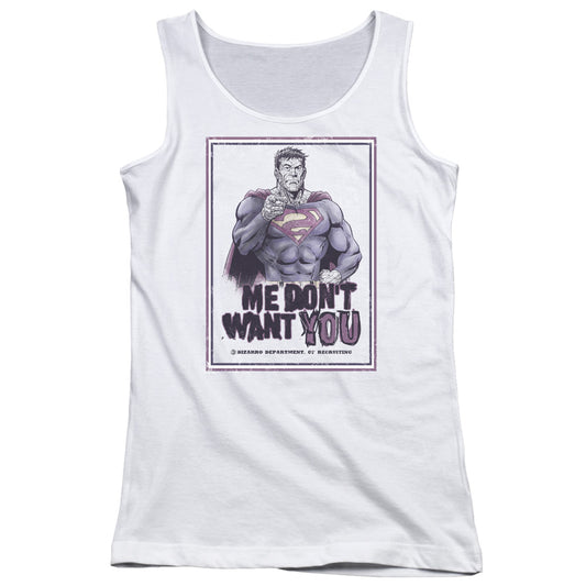 Superman Dont Want You Womens Tank Top Shirt White