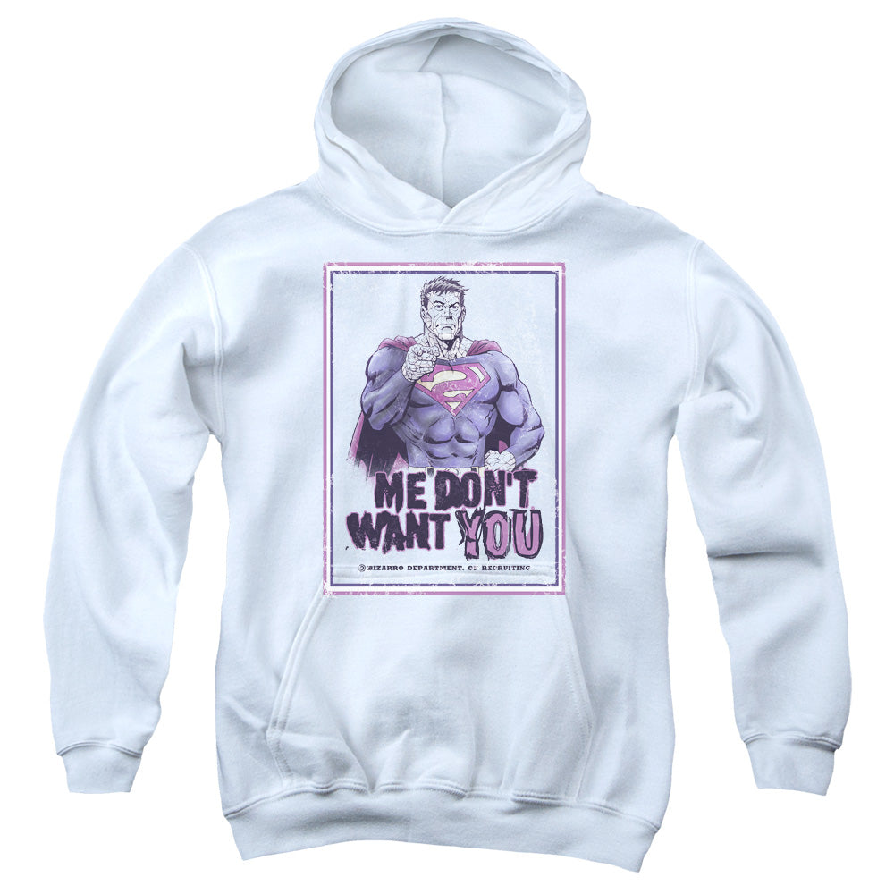 Superman Dont Want You Kids Youth Hoodie White