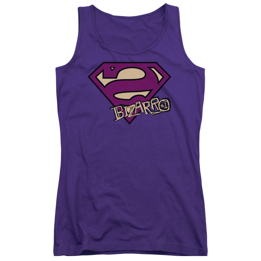 Superman Bizarro Shield Womens Tank Top Shirt Purple