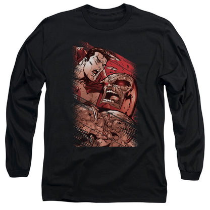 Superman Supes Vs Darkseid Mens Long Sleeve Shirt Black