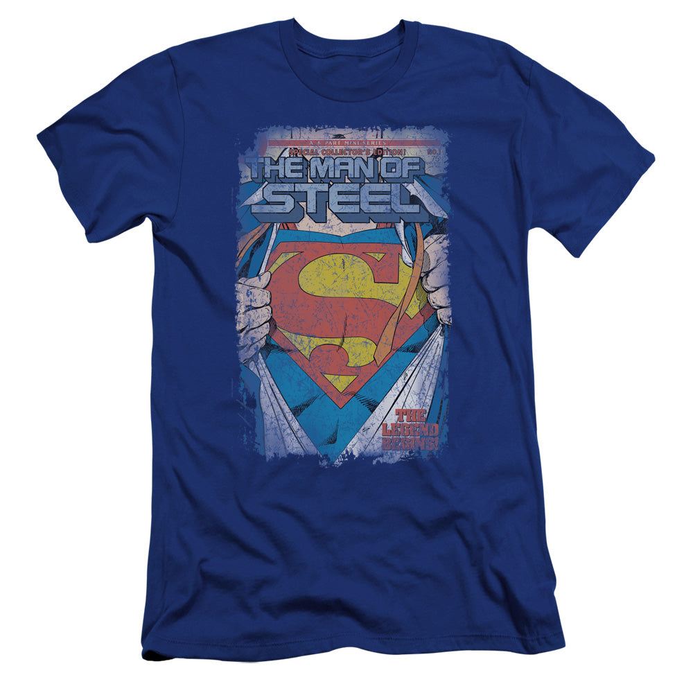 Superman Legendary Premium Bella Canvas Slim Fit Mens T Shirt Royal Blue