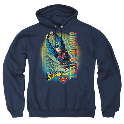 Superman Breakthrough Mens Hoodie Navy