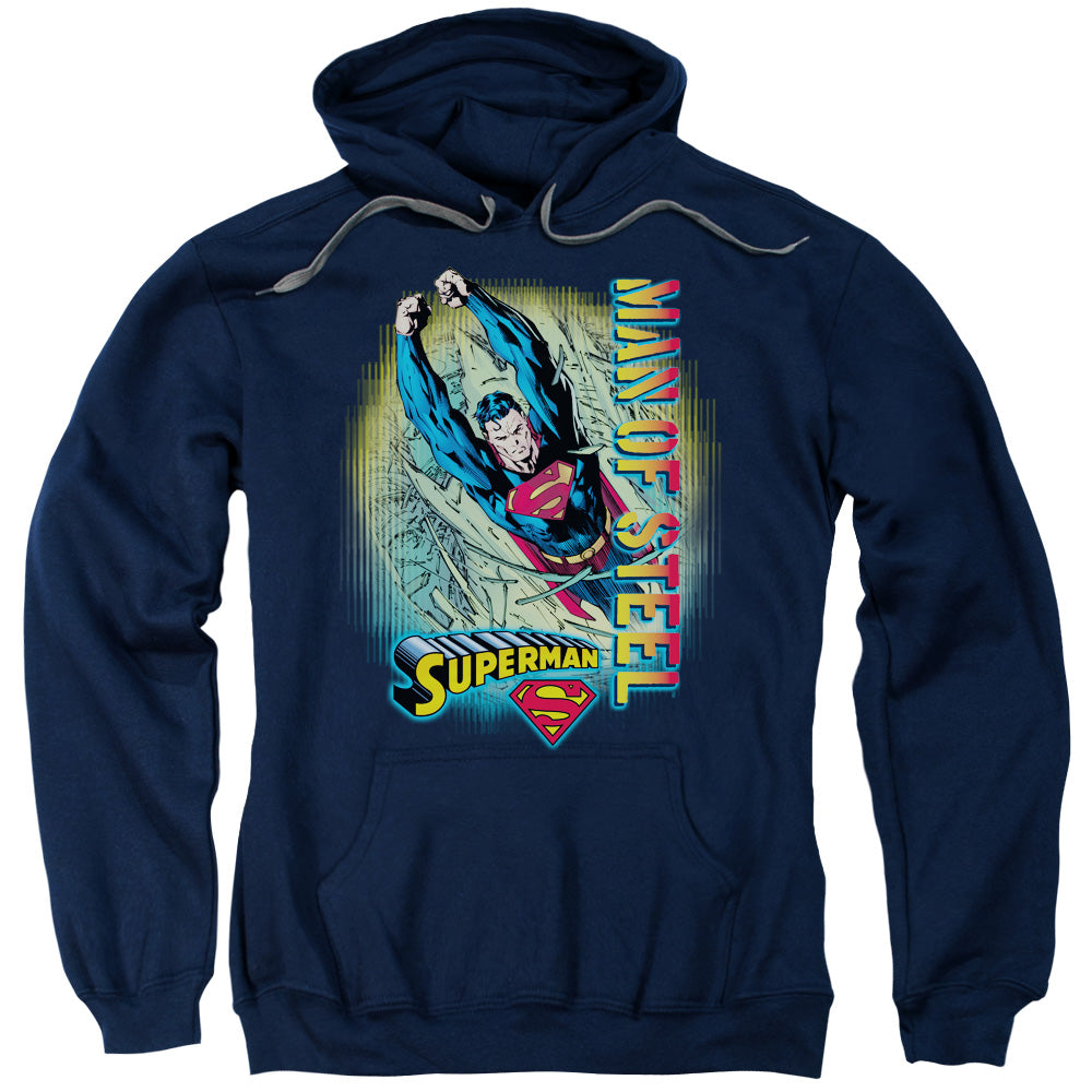 Superman Breakthrough Mens Hoodie Navy