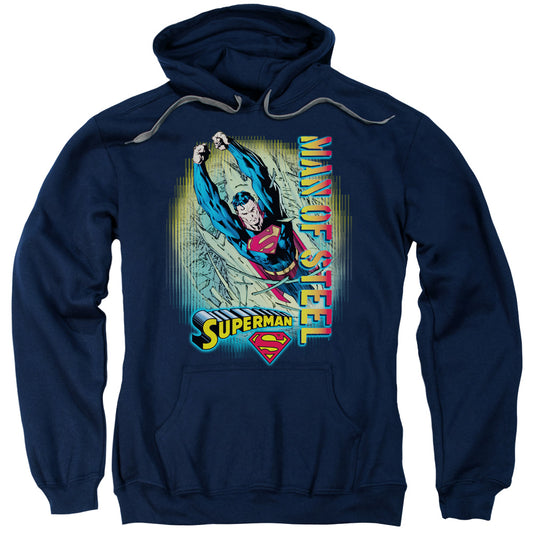 Superman Breakthrough Mens Hoodie Navy