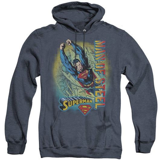 Superman Breakthrough Mens Heather Hoodie Navy