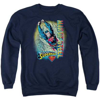 Superman Breakthrough Mens Crewneck Sweatshirt Navy