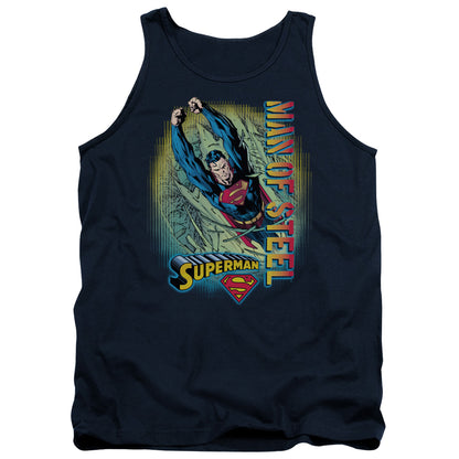 Superman Breakthrough Mens Tank Top Shirt Navy