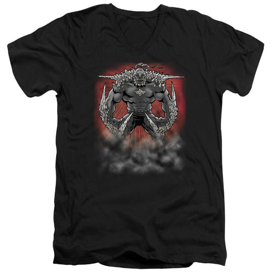 Superman Doomsday Dust S S Adult V Neck Black