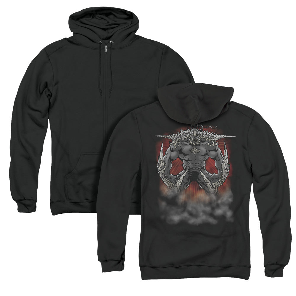 Superman Doomsday Dust Back Print Zipper Mens Hoodie Black