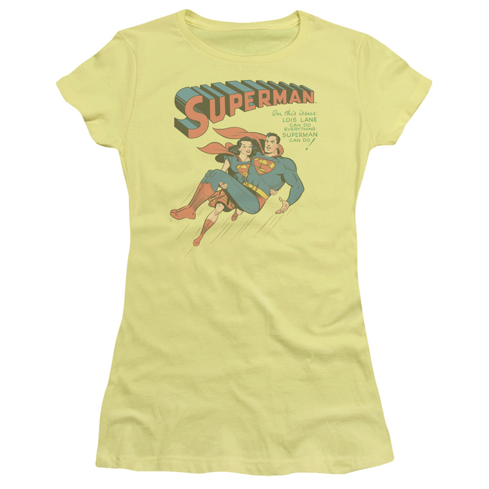 Superman #57 Cover Junior Sheer Cap Sleeve Womens T Shirt Banana