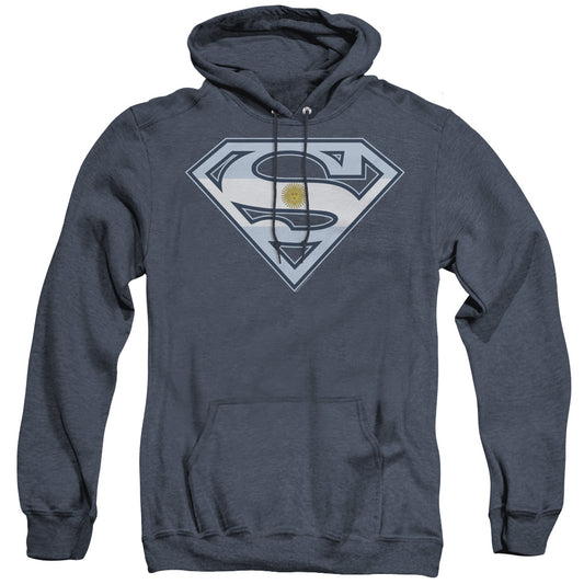 Superman Argentinian Shield Mens Heather Hoodie Navy