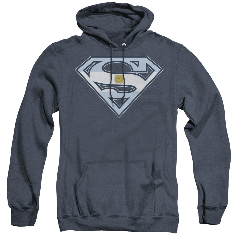 Superman Argentinian Shield Heather Mens Hoodie Navy