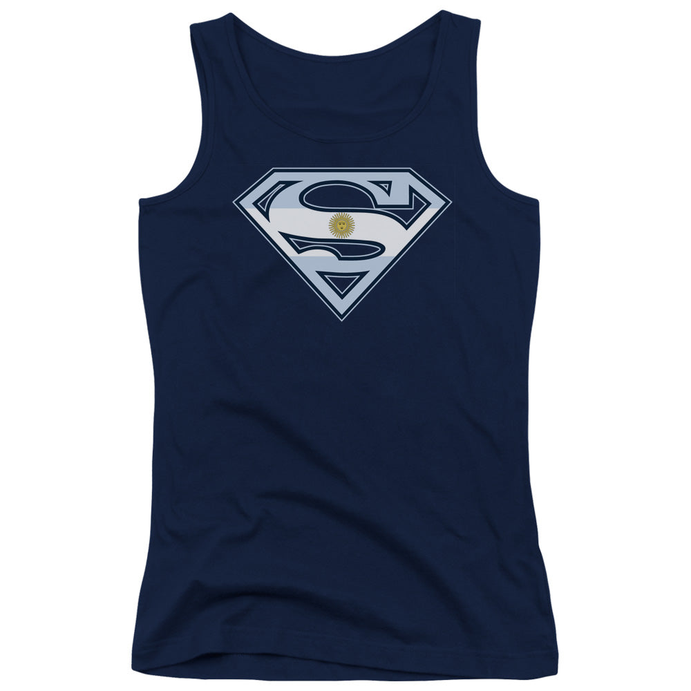 Superman Argentinian Shield Womens Tank Top Shirt Navy