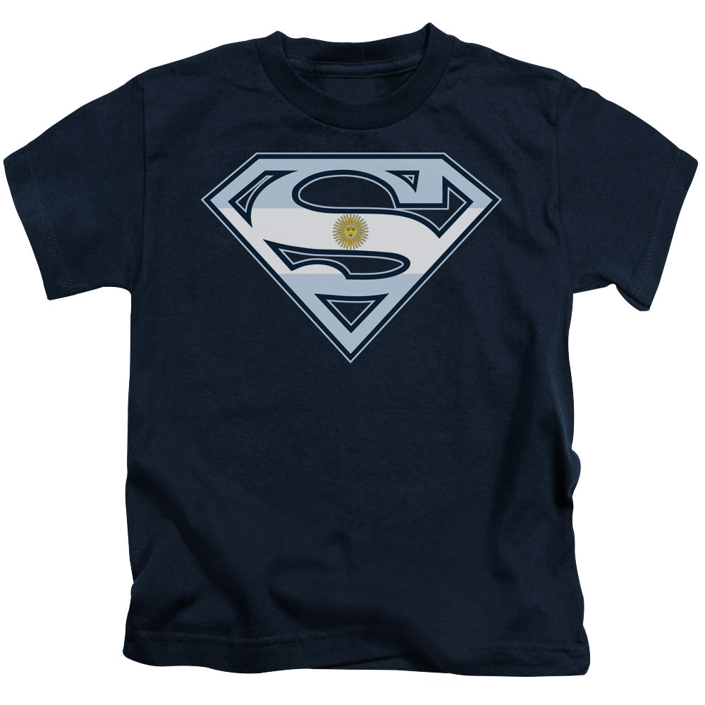 Superman Argentinian Shield Juvenile Kids Youth T Shirt Navy