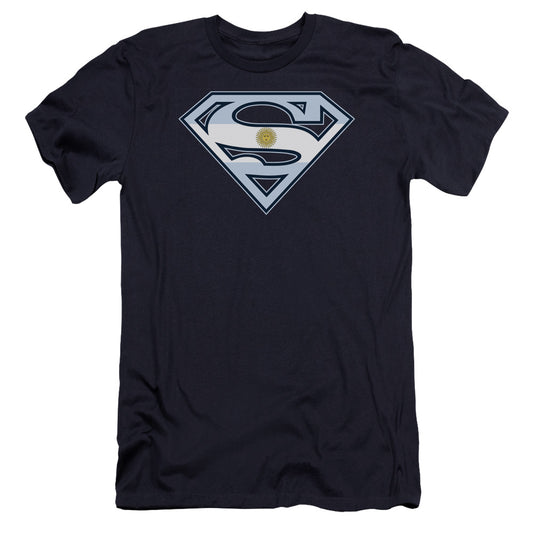 Superman Argentinian Shield Premium Bella Canvas Slim Fit Mens T Shirt Navy