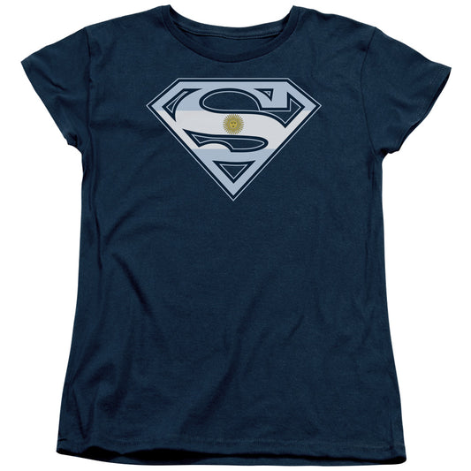 Superman Argentinian Shield Womens T Shirt Navy