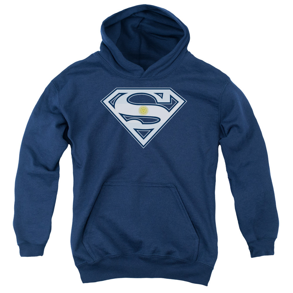 Superman Argentinian Shield Kids Youth Hoodie Navy