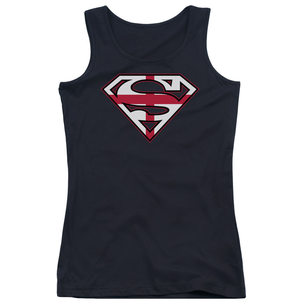 Superman English Shield Womens Tank Top Shirt Black