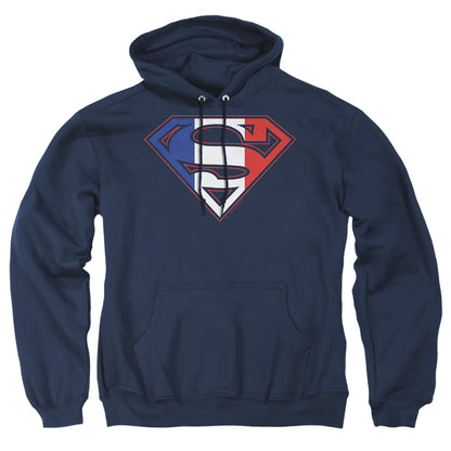 Superman French Shield Mens Hoodie Navy