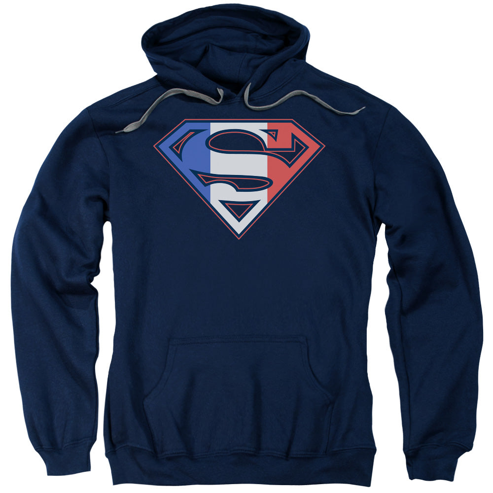 Superman French Shield Mens Hoodie Navy