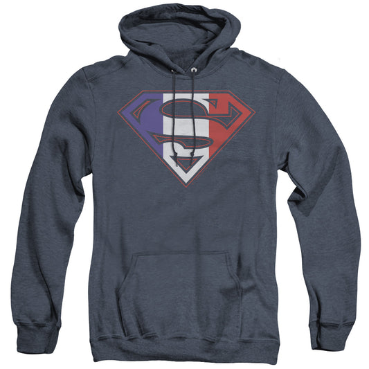 Superman French Shield Mens Heather Hoodie Navy