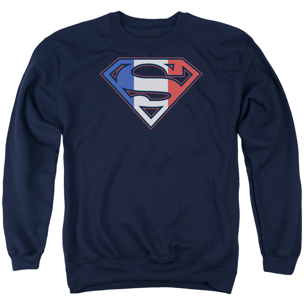 Superman French Shield Mens Crewneck Sweatshirt Navy