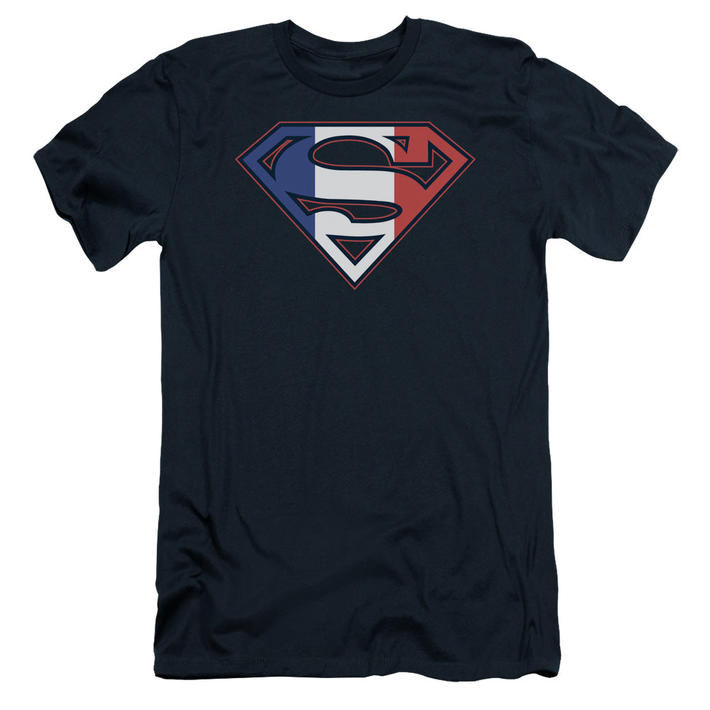 Superman French Shield Slim Fit Mens T Shirt Navy