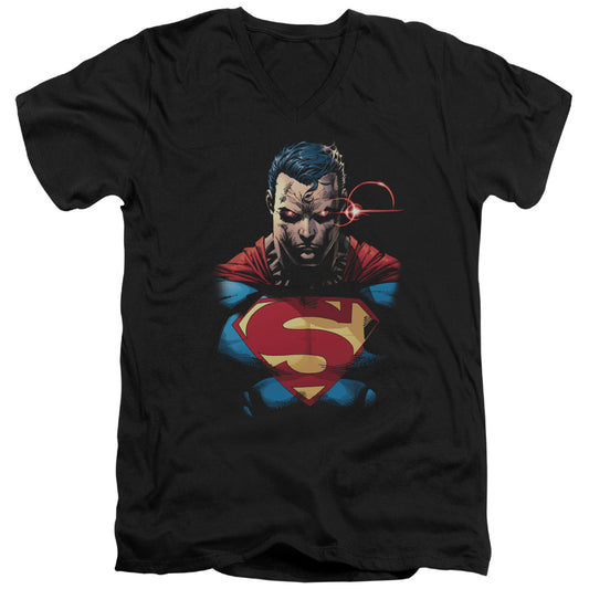 Superman Displeased Mens Slim Fit V Neck T Shirt Black