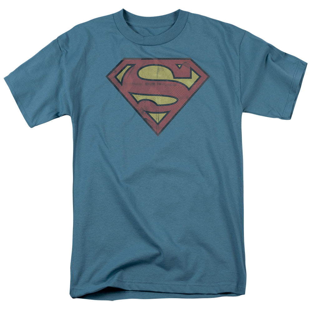 Superman Gritty Shield Mens T Shirt Slate