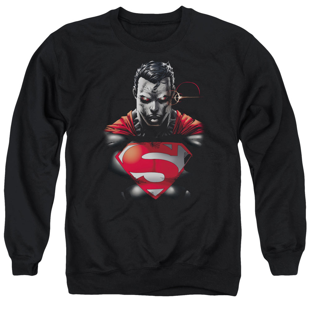 Superman Heat Vision Charged Mens Crewneck Sweatshirt Black