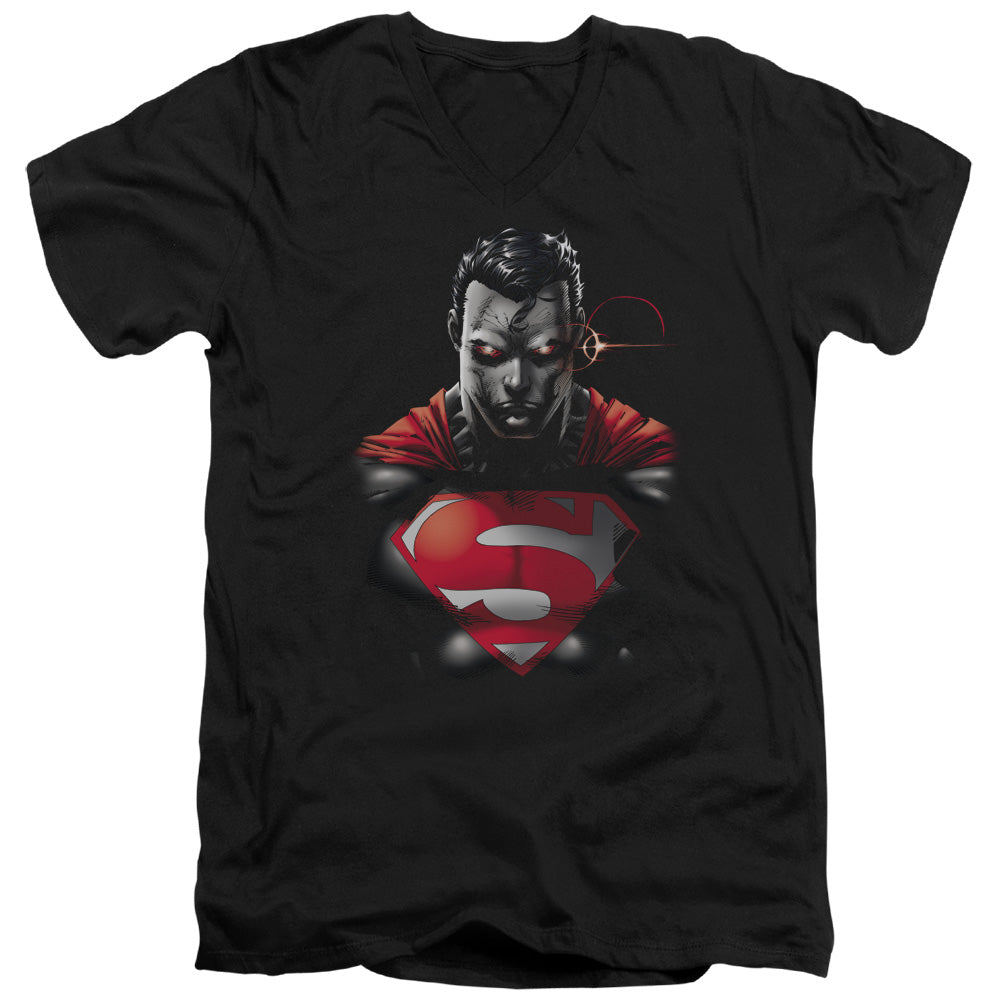 Superman Heat Vision Charged S S Adult V Neck Black