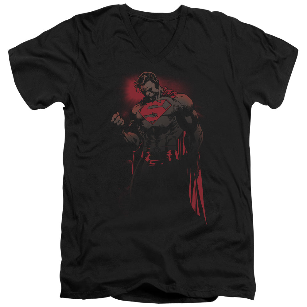 Superman Red Son S S Adult V Neck Black