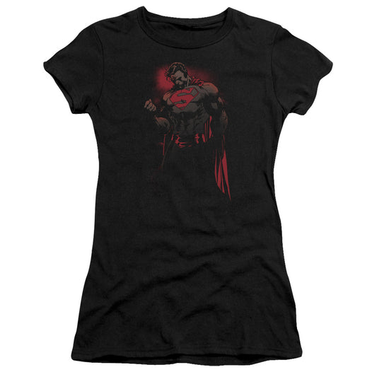 Superman Red Son Junior Sheer Cap Sleeve Womens T Shirt Black