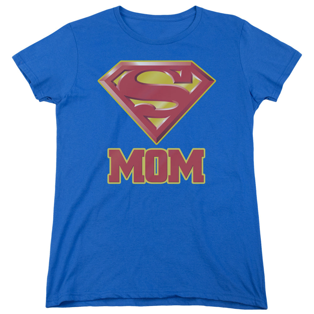 Superman Super Mom Womens T Shirt Royal Blue