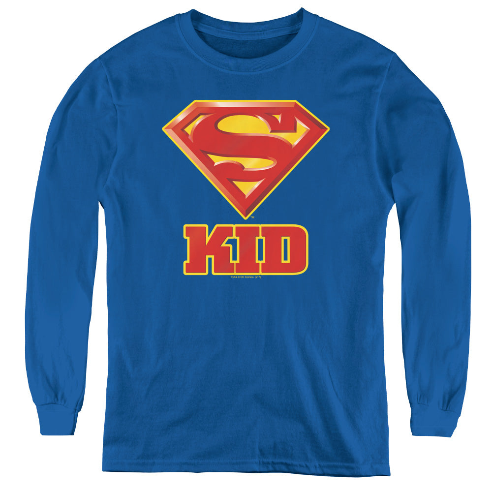 Superman Super Kid Long Sleeve Kids Youth T Shirt Royal Blue