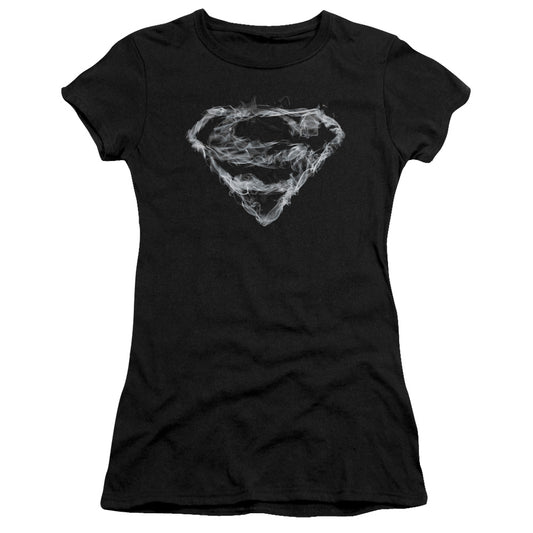 Superman Oking Shield Junior Sheer Cap Sleeve Womens T Shirt Black