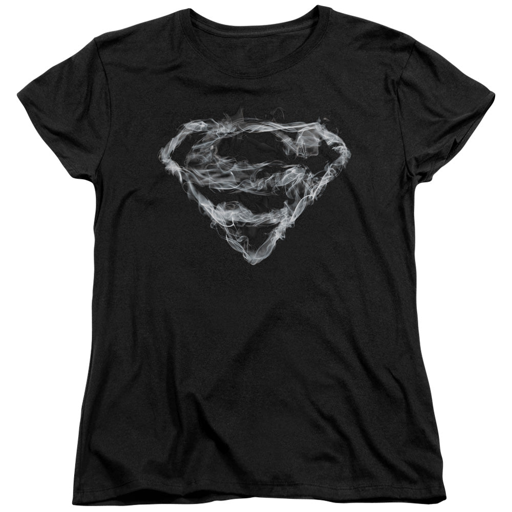 Superman Oking Shield Womens T Shirt Black