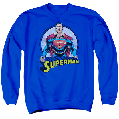 Superman Flying High Again Mens Crewneck Sweatshirt Royal Blue