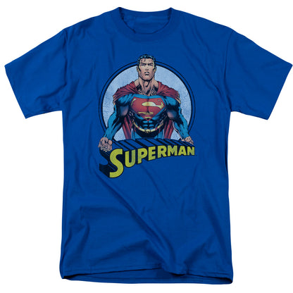 Superman Flying High Again Mens T Shirt Royal Blue