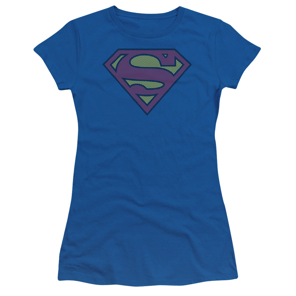 Superman Little Logos Junior Sheer Cap Sleeve Womens T Shirt Royal Blue