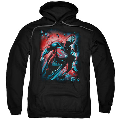 Superman Red Sun Mens Hoodie Black