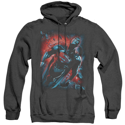 Superman Red Sun Mens Heather Hoodie Black